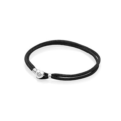 Bracelet – Sterling Silver – Moments Fabric Cord , Black