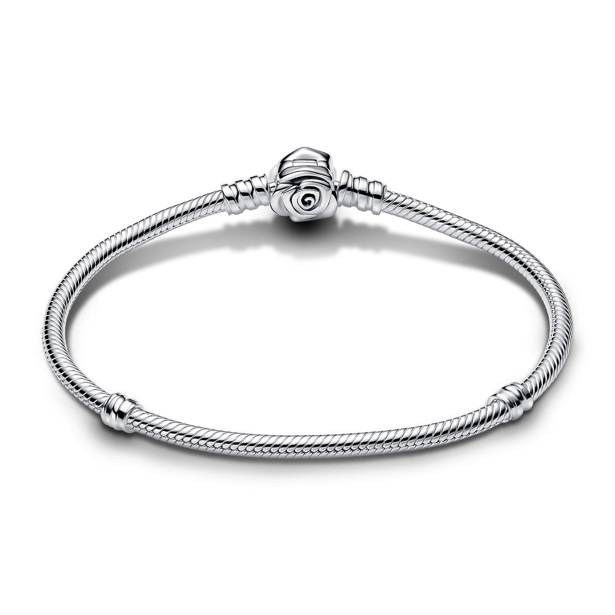 Chain Bracelet – Sterling Silver – Pandora Moments Rose in Bloom Clasp Snake