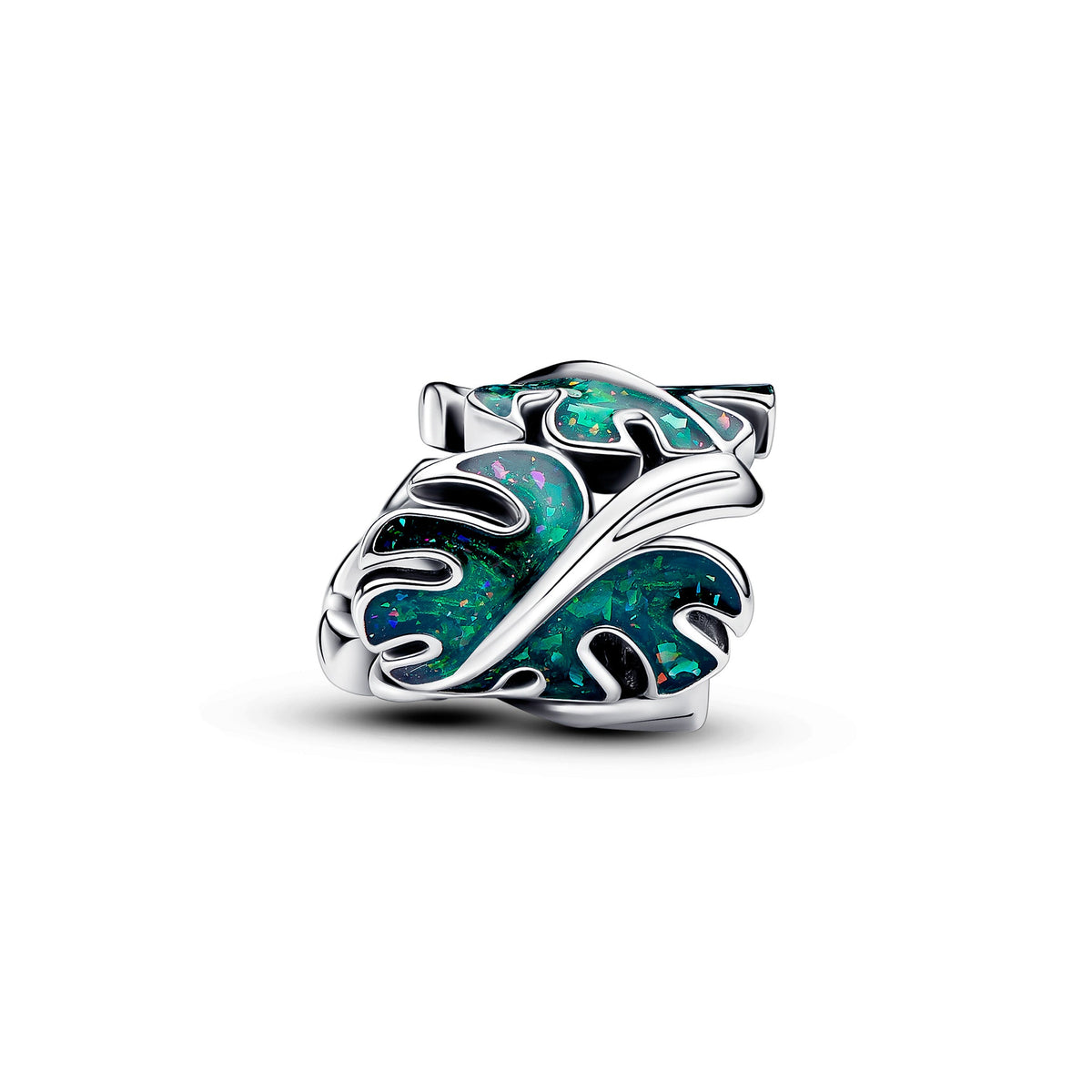 Charm – Sterling Silver – Green Monstera Leaves
