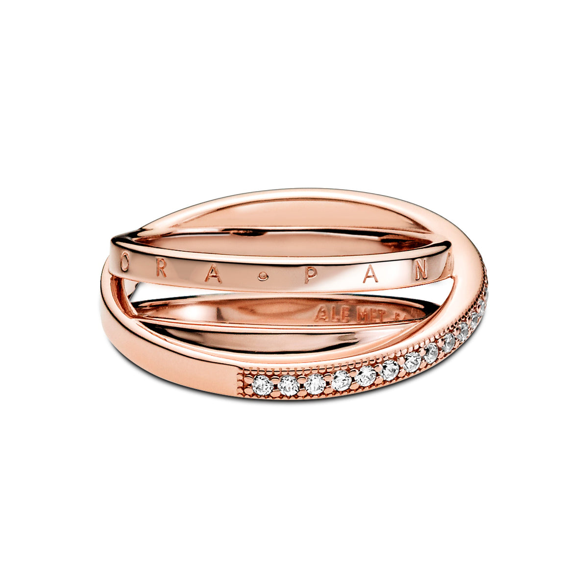 Ring – 14k Rose Gold-Plated – Crossover Pavé Triple Band