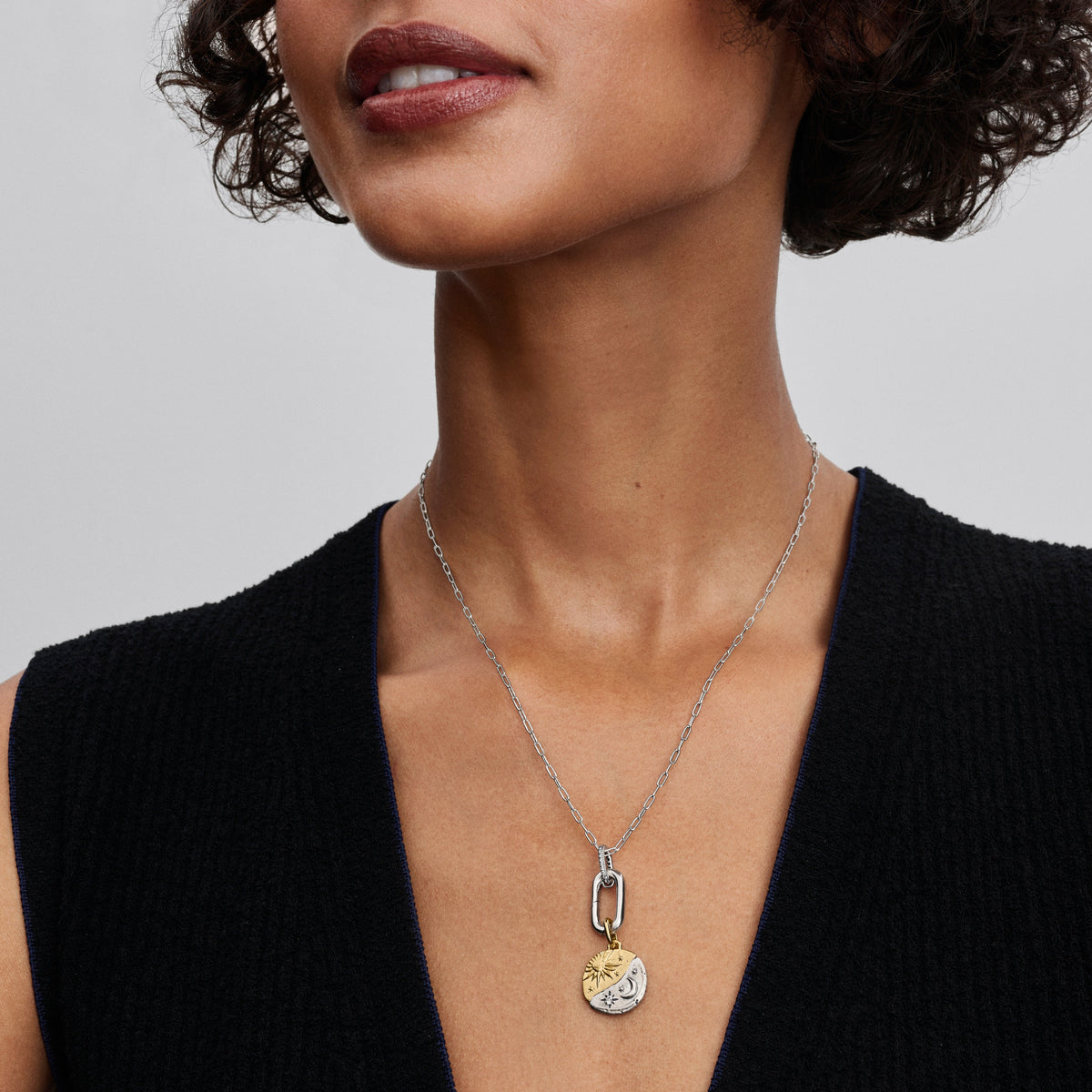 Charm – 14k Gold-Plated – Sun and Moon Medallion