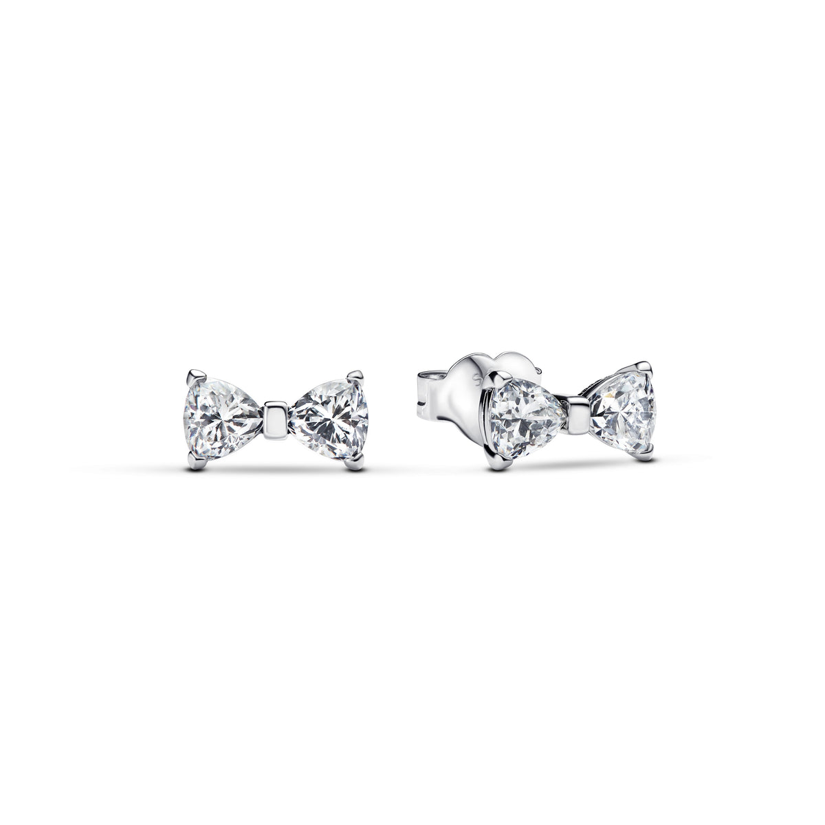 Stud Earrings – Sterling Silver – Sparkling Small Bow