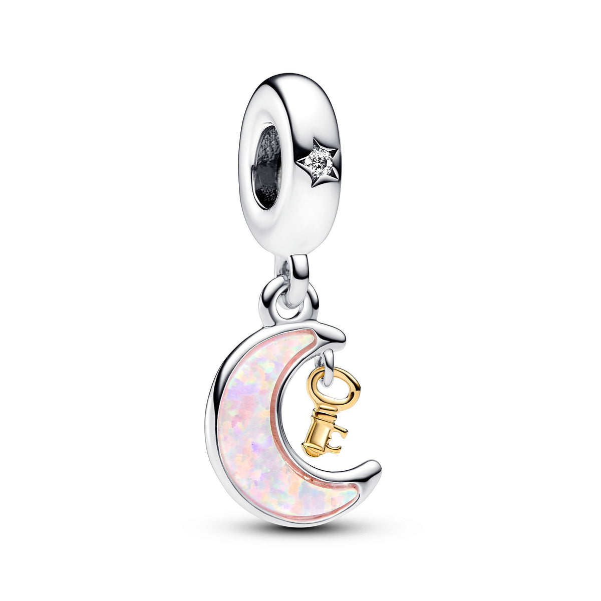 Dangle Charm – 14k Gold-Plated – Two-tone Key & Moon