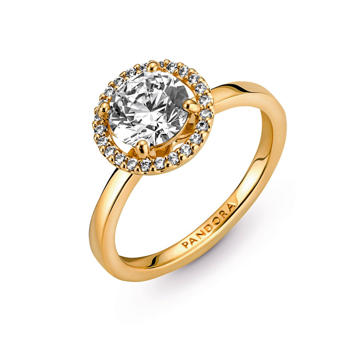 Ring – 14k Gold-Plated – Sparkling Round Halo