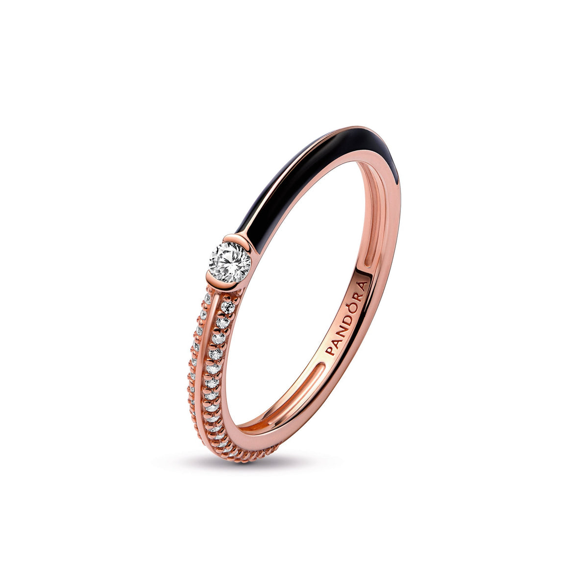Ring – 14k Rose Gold-Plated – Pandora ME Pavé & Black Dual