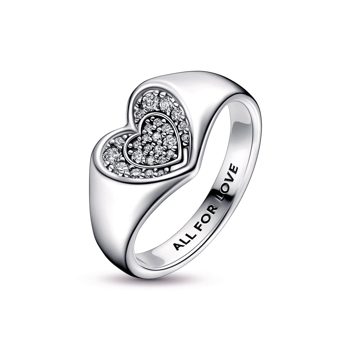 Ring – Sterling Silver – Radiant Heart Pavé Signet