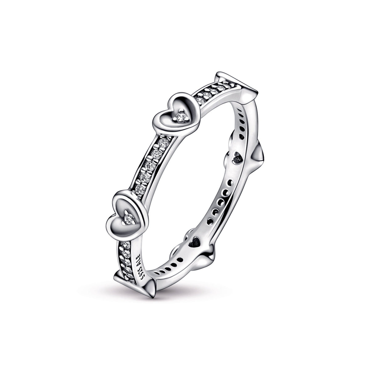 Ring – Sterling Silver – Radiant Sparkling Hearts