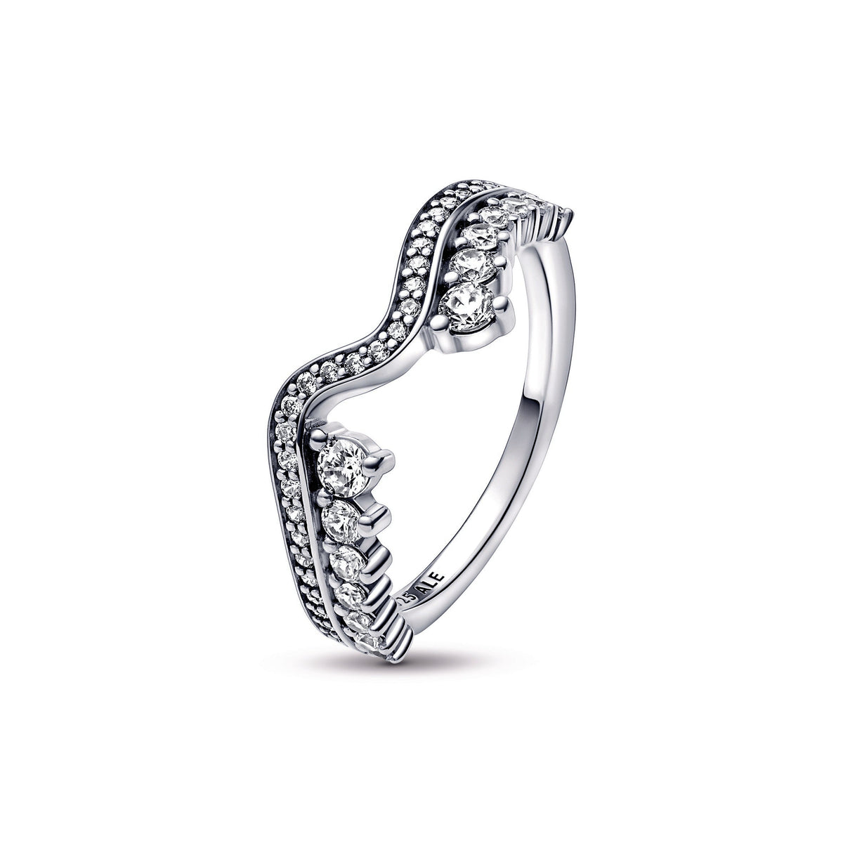 Ring – Sterling Silver – Sparkling Asymmetric Wave