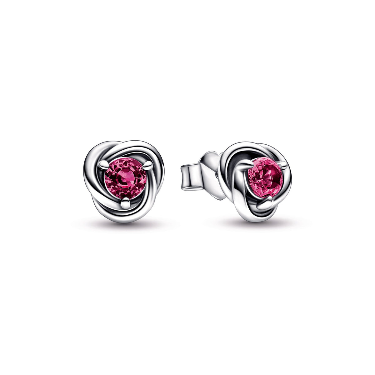 Stud Earrings – Sterling Silver – Pink Eternity Circle