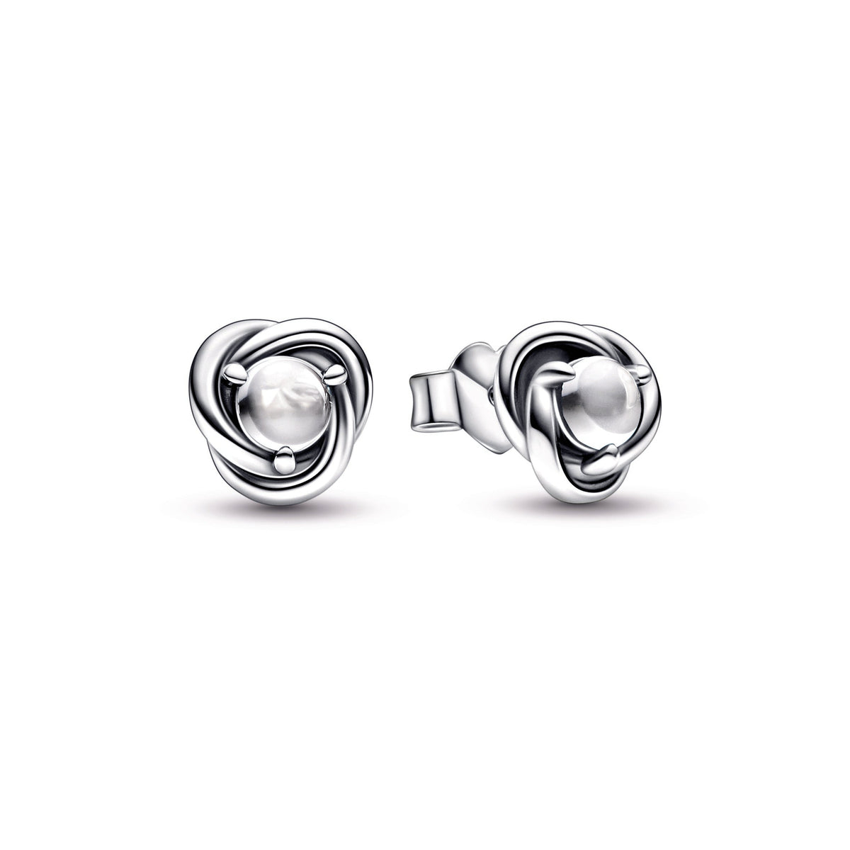 Stud Earrings – Sterling Silver – Clear Eternity Circle