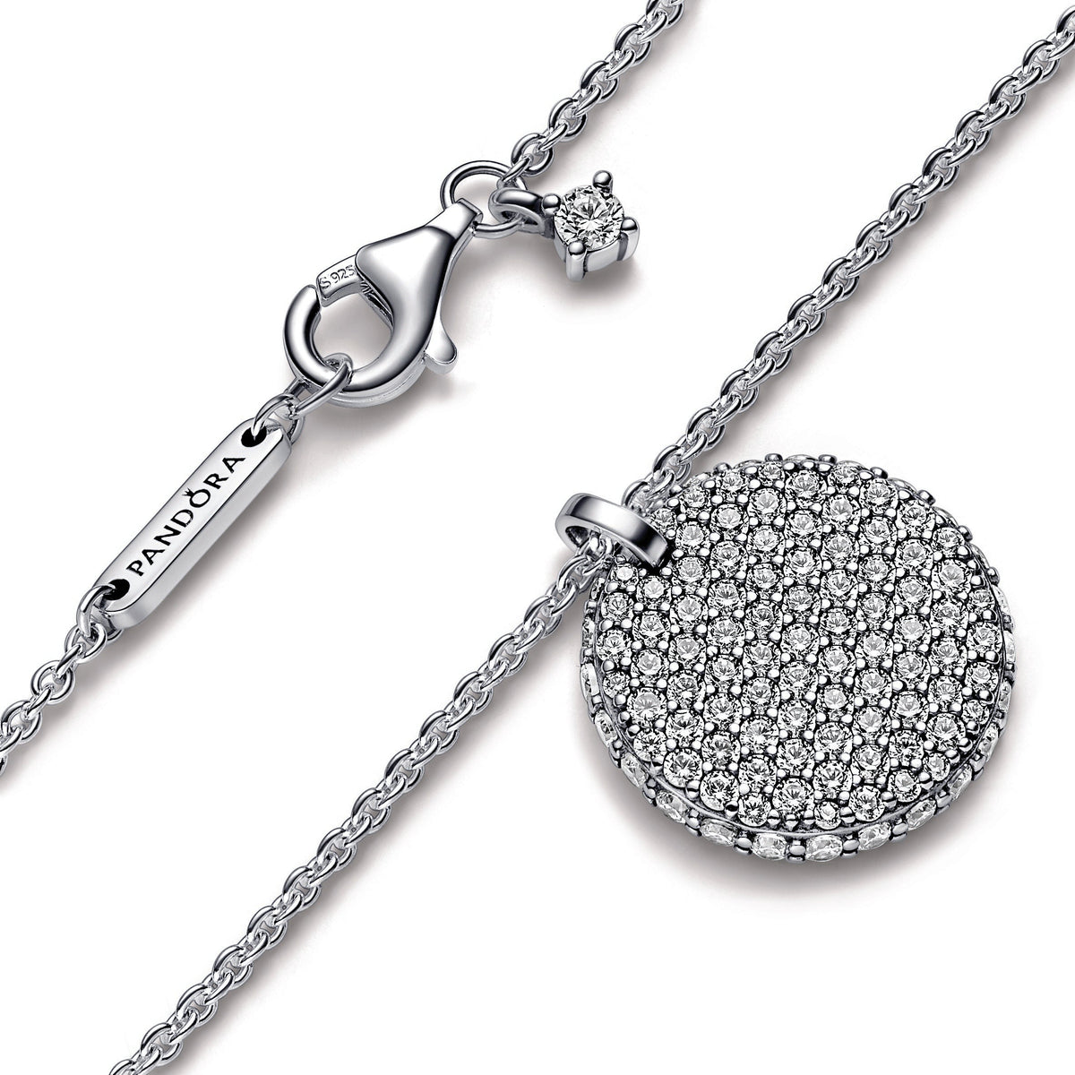 Pendant Necklace – Sterling Silver – Pandora Timeless Pavé Round