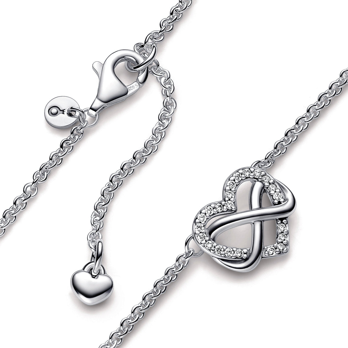 Necklace – Sterling Silver – Sparkling Infinity Heart Collier