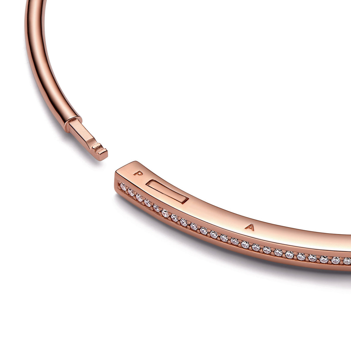 Bangle – 14k Rose Gold-Plated – Pandora Signature I-D Pavé