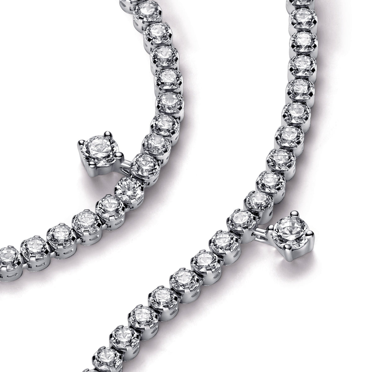 Bracelet – Sterling Silver – Sparkling Drops Tennis