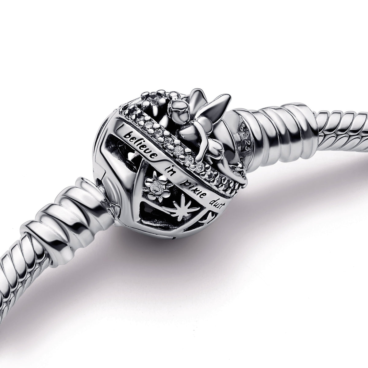 Chain Bracelet – Sterling Silver – Disney Tinker Bell Clasp Moments Snake
