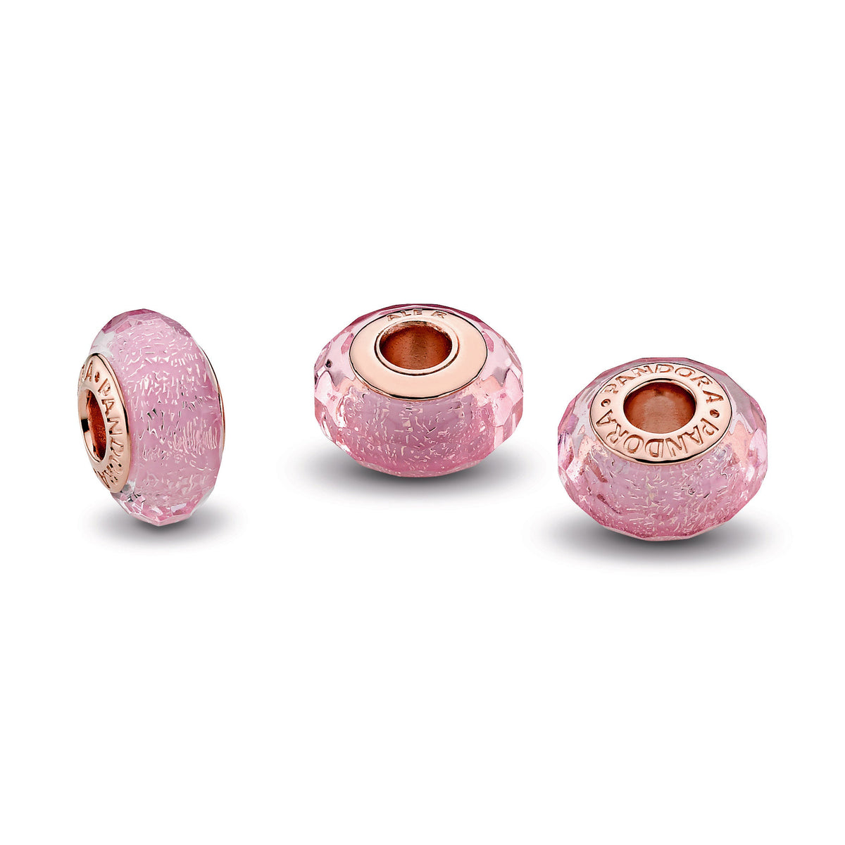Charm – 14k Rose Gold-Plated – Faceted Pink Murano Glass