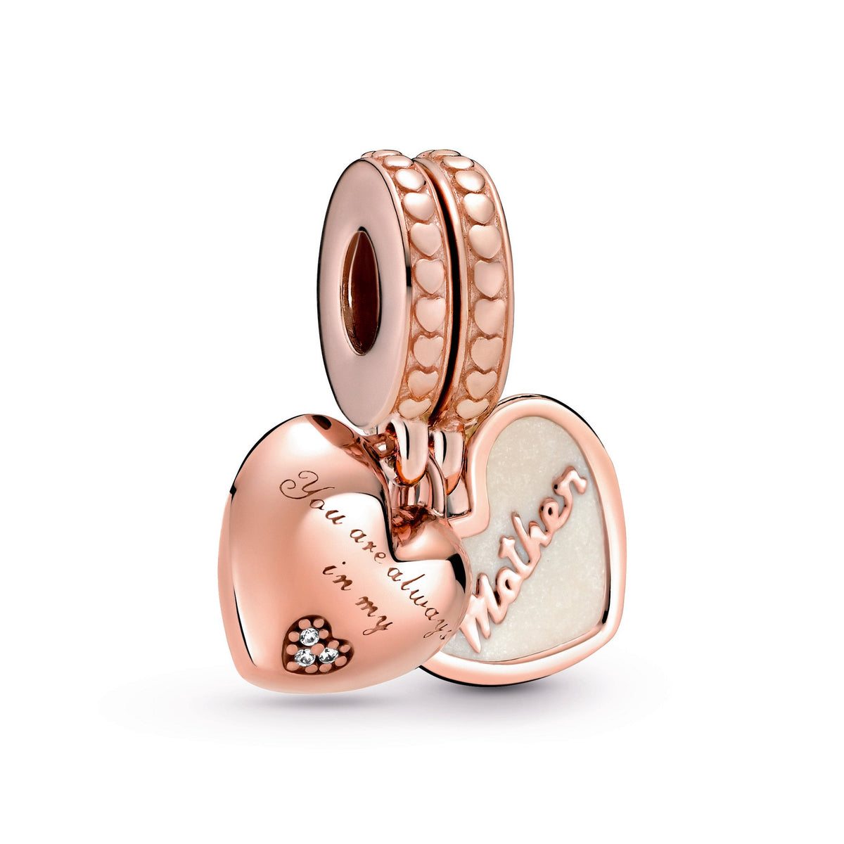 Dangle Charm – 14k Rose Gold-Plated – You're Always in My Heart Split