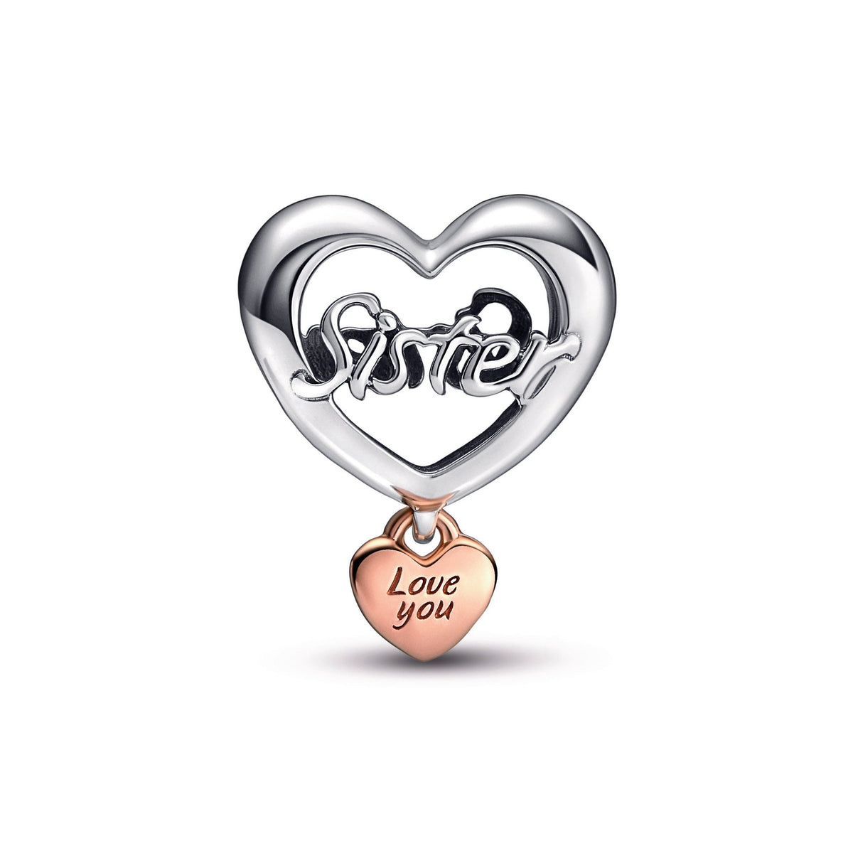 Charm – 14k Rose Gold-Plated – Love You Sister Heart