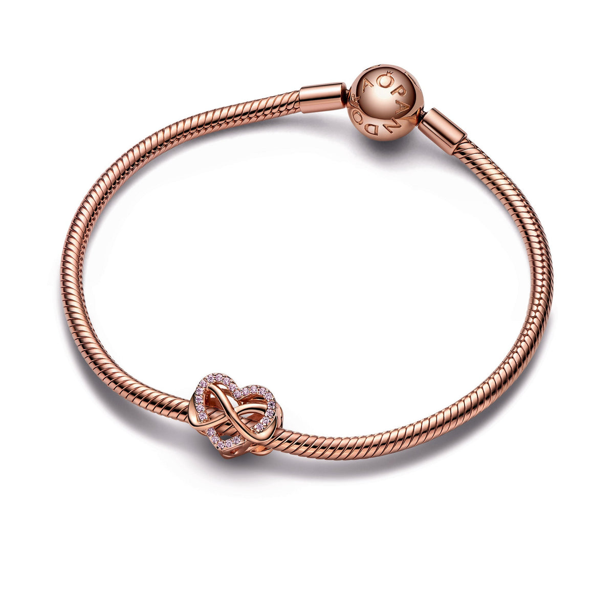 Charm – 14k Rose Gold-Plated – Sparkling Infinity Pink Heart