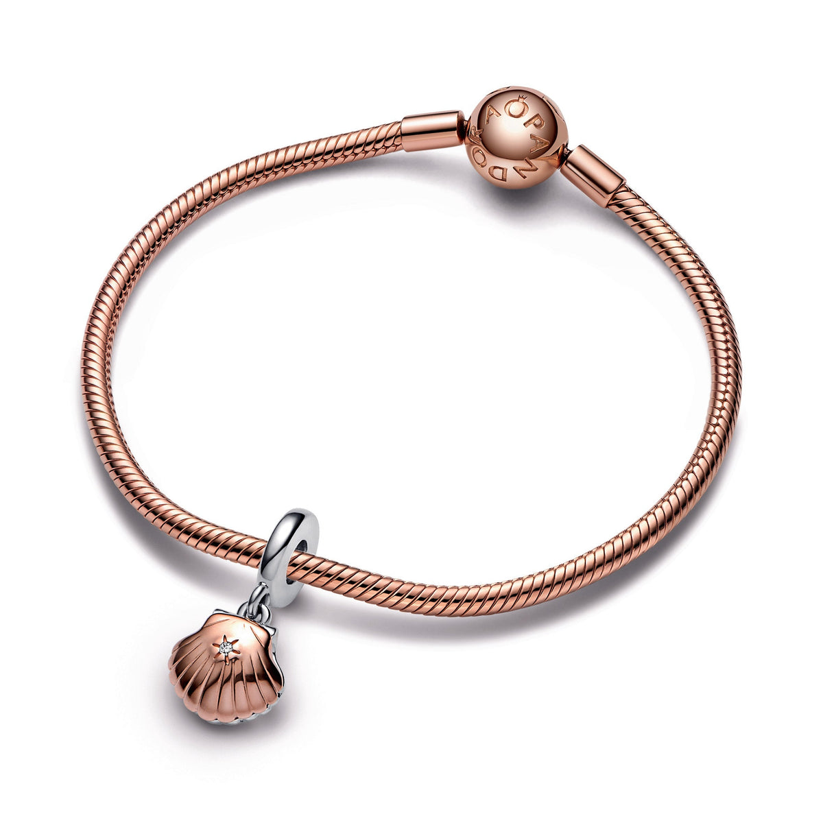 Dangle Charm – 14k Rose Gold-Plated – Pandora Club 2023 Sea Shell & Treated Freshwater Cultured Pearl