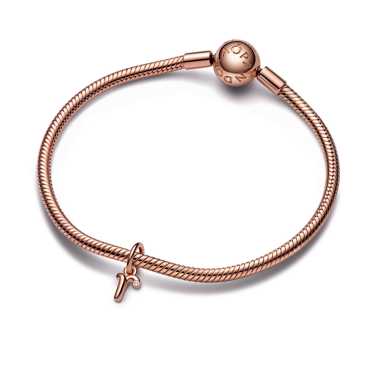 Dangle Charm – 14k Rose Gold-Plated – Letter r Script Alphabet