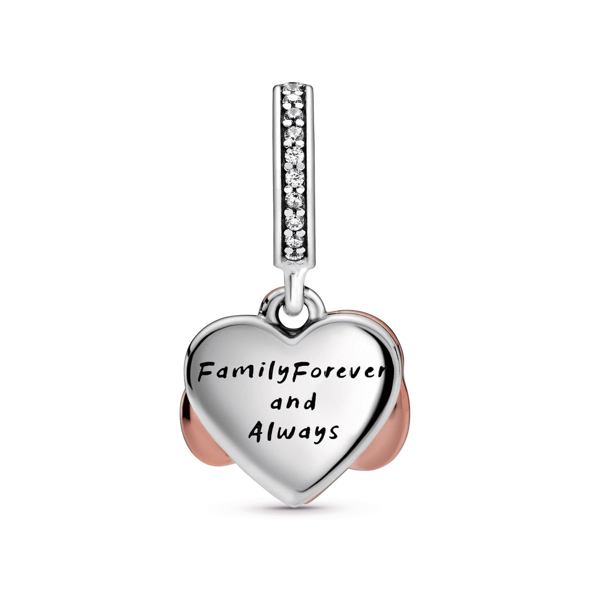 Dangle Charm – 14k Rose Gold-Plated – Sparkling Infinity Heart