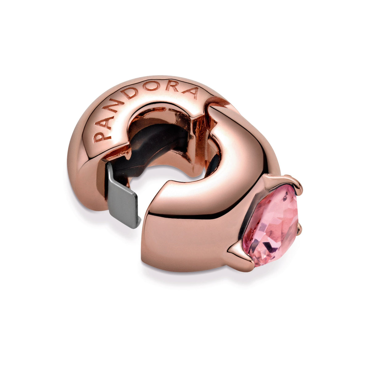 Clip Charm – 14k Rose Gold-Plated – Pink Heart Solitaire
