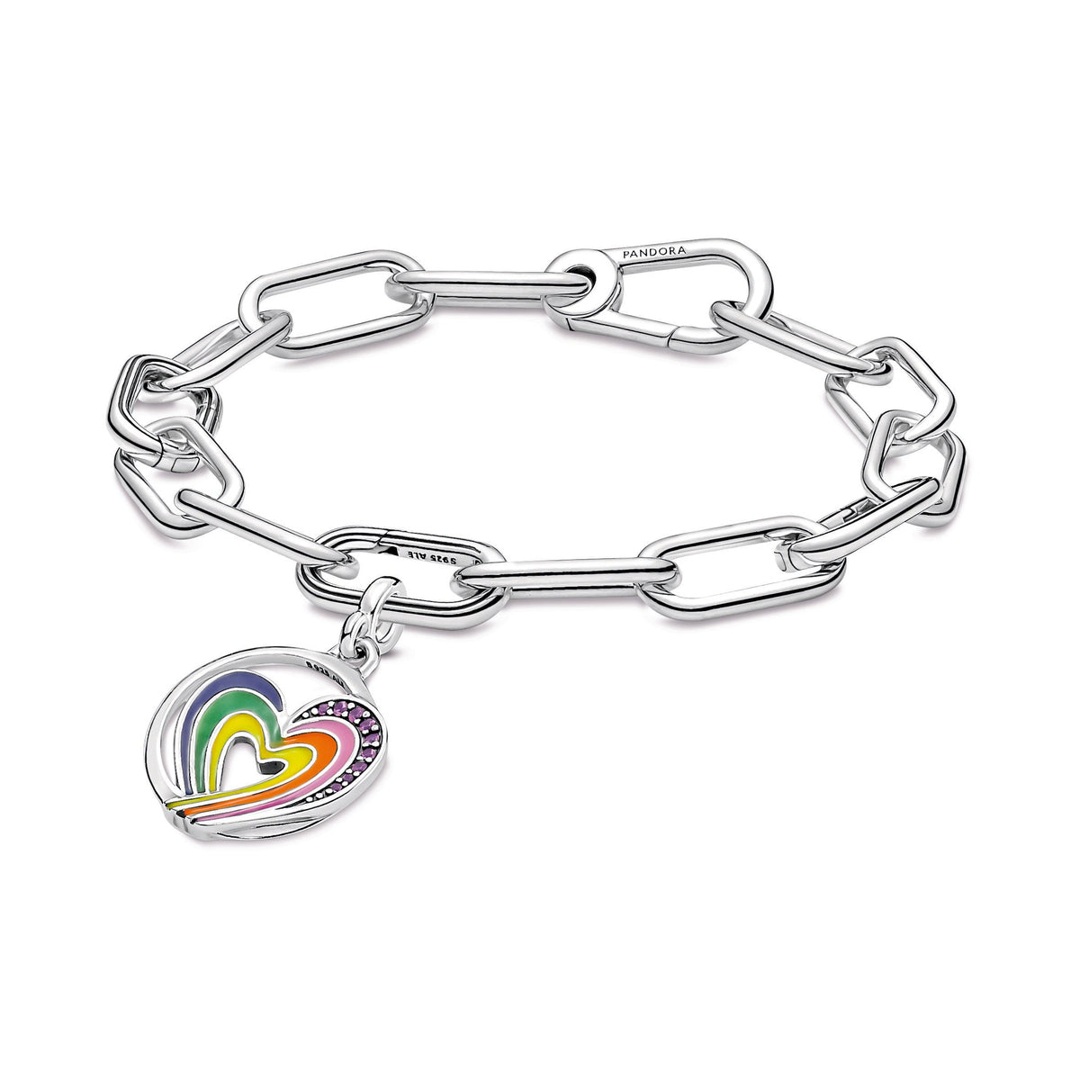Charm – Sterling Silver – Pandora ME Rainbow Heart of Freedom Medallion
