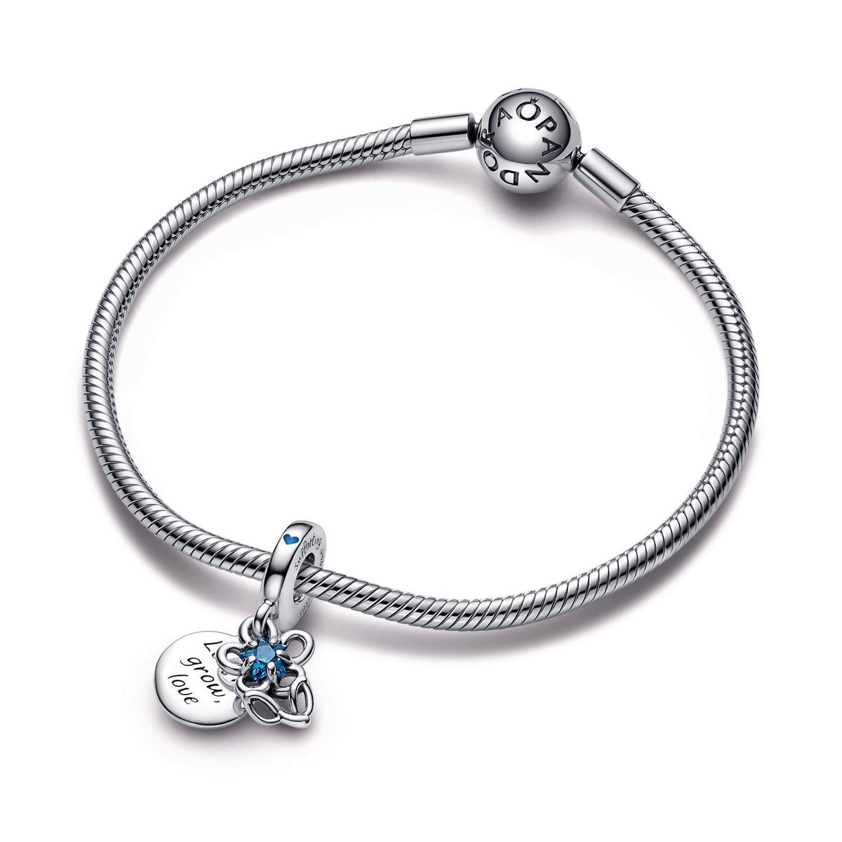 Dangle Charm – Sterling Silver – Blooming Flower Double