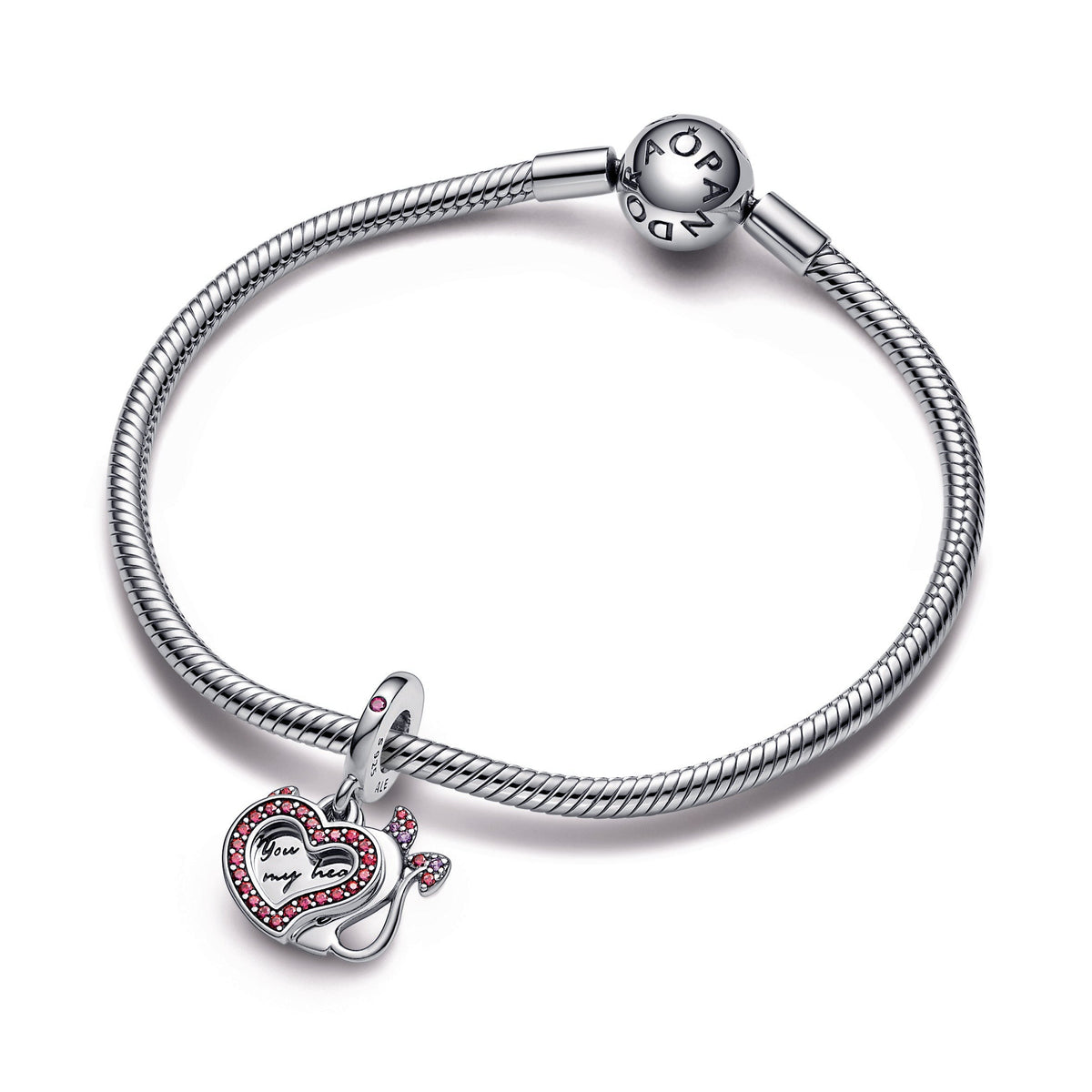 Dangle Charm – Sterling Silver – Devil Heart Double