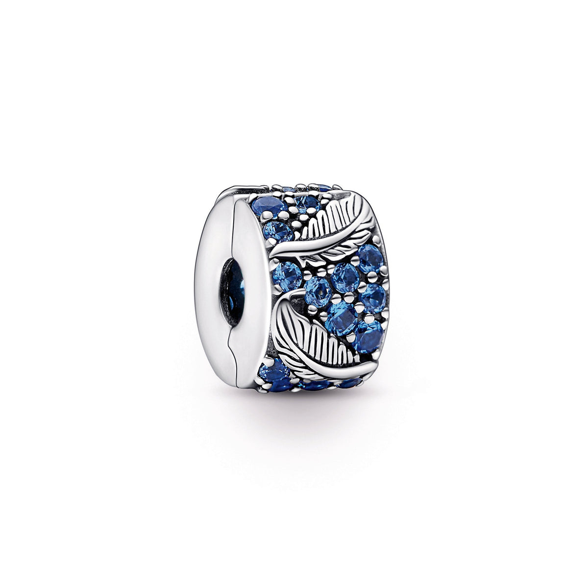 Clip Charm – Sterling Silver – Curved Feather & Pavé