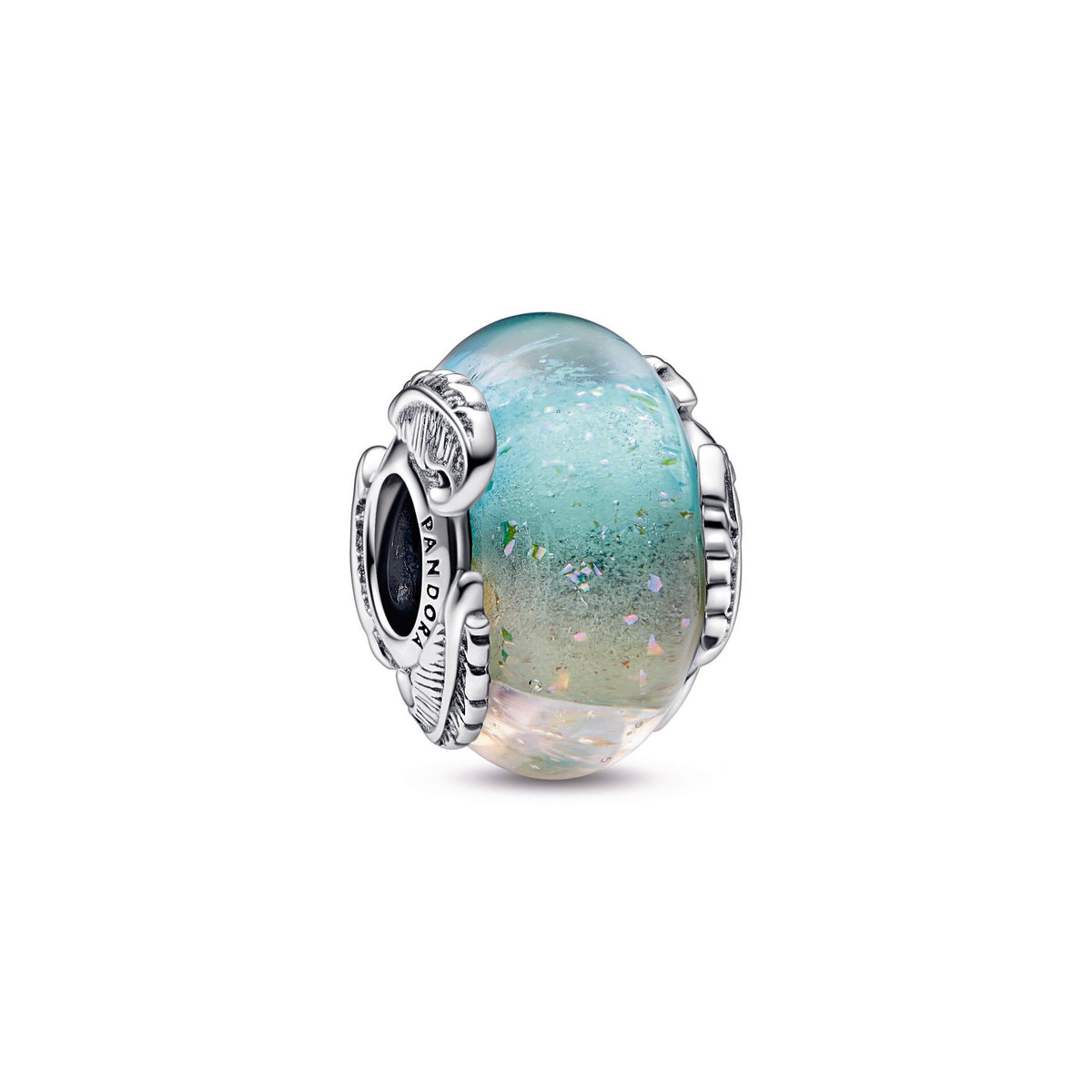 Charm – Sterling Silver – Multicolour Murano Glass & Curved Feather