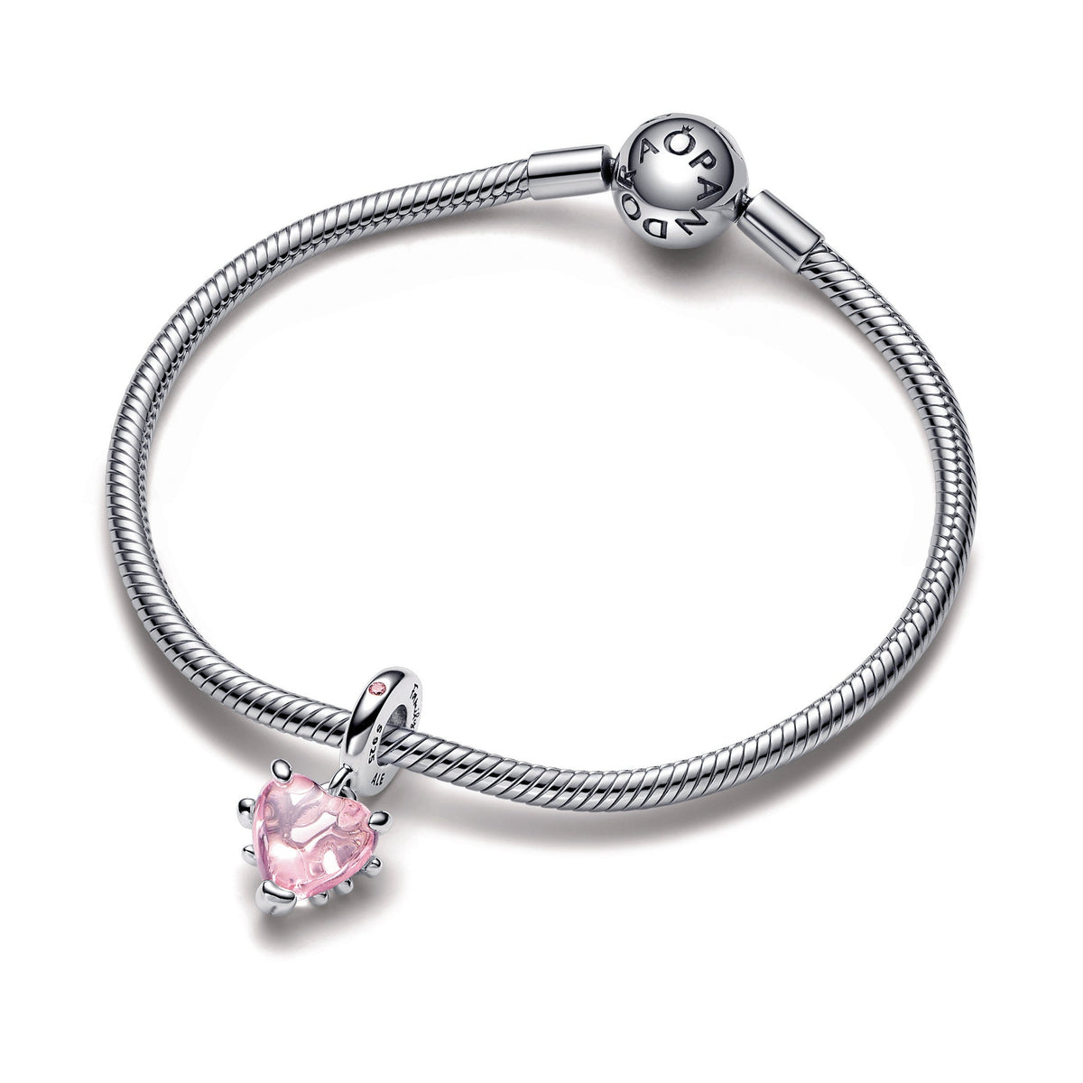 Dangle Charm – Sterling Silver – Pink Family Tree & Heart