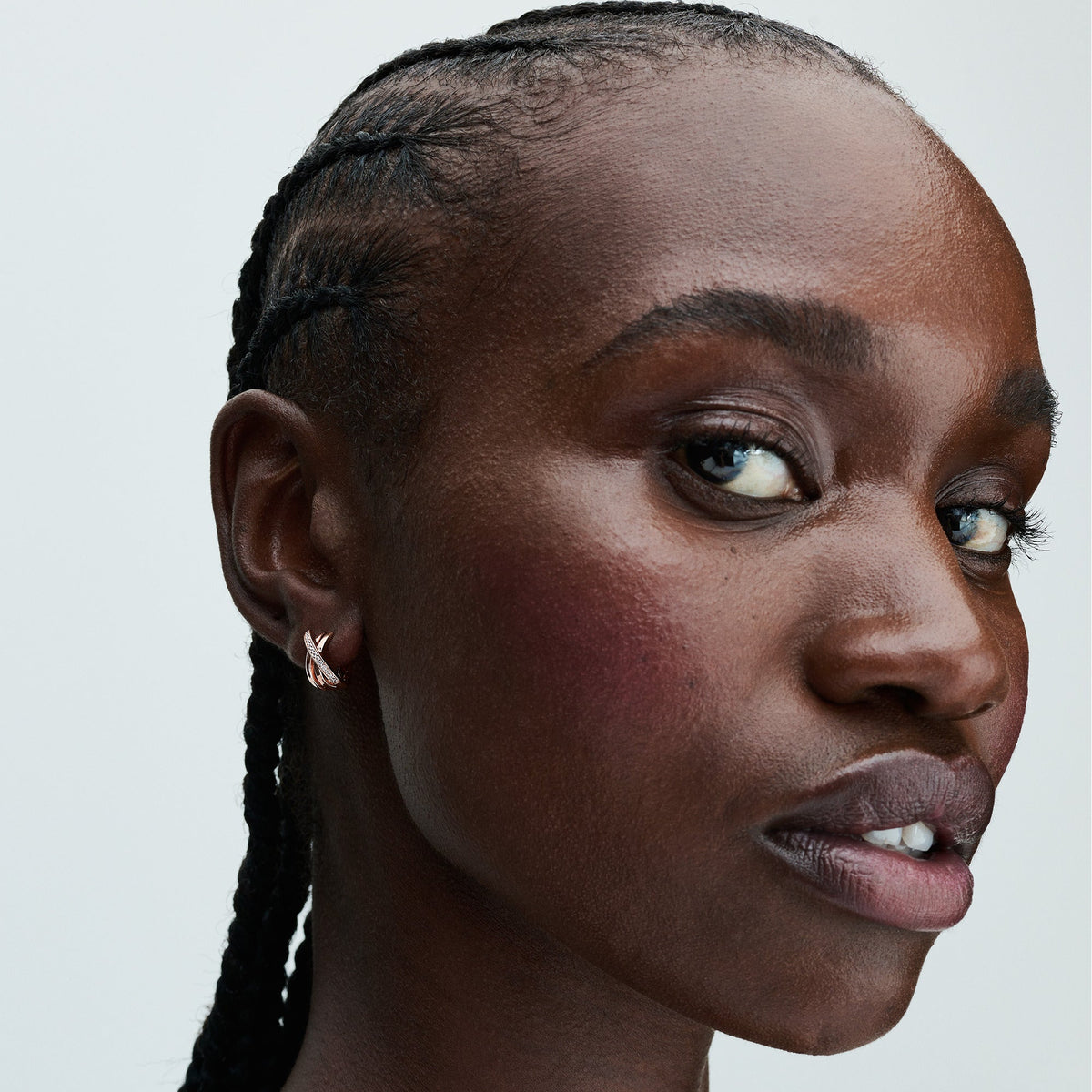 Hoop Earrings – 14k Rose Gold-Plated – Crossover Pavé