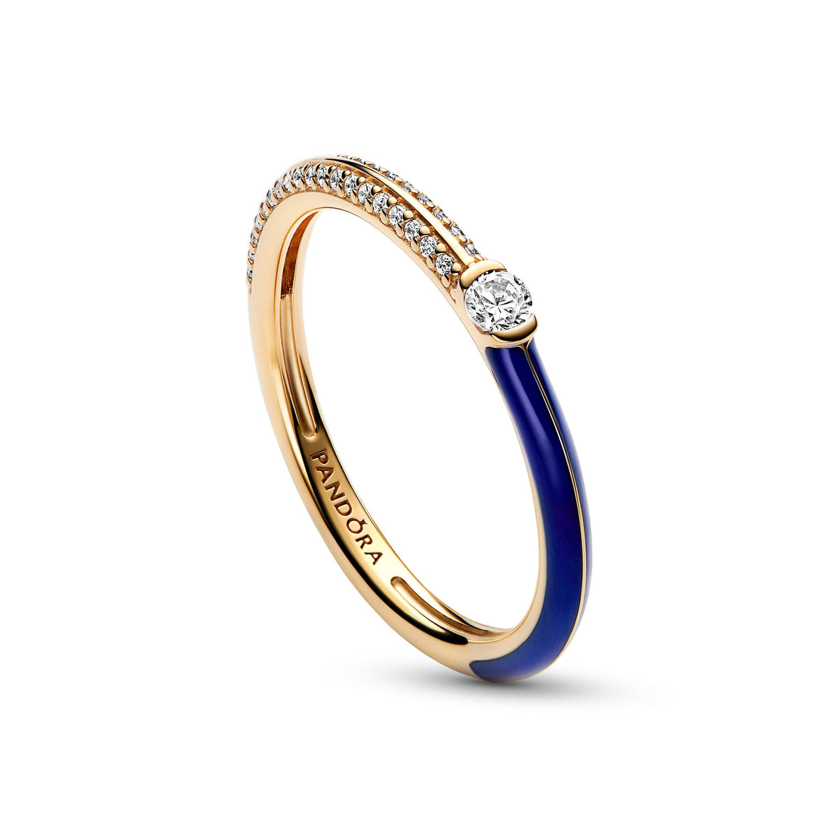 Ring – 14k Rose Gold-Plated – Pandora ME Pavé & Blue Dual