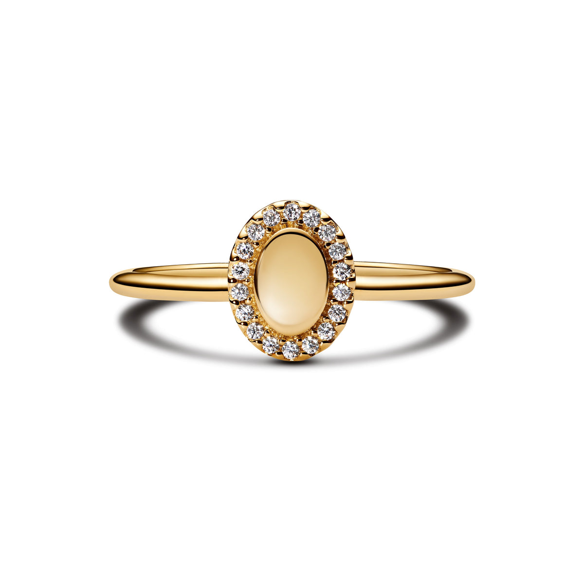Ring – 14k Gold-Plated – Engravable Oval Halo