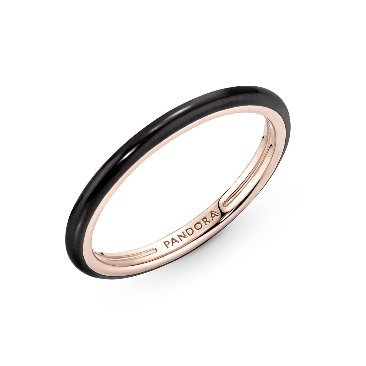 Ring – 14k Rose Gold-Plated – Pandora ME Black Enamel