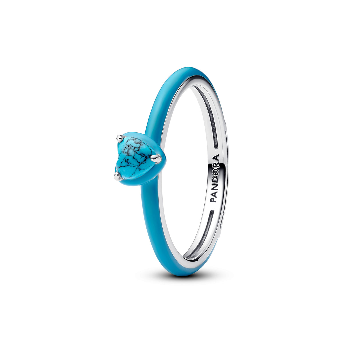 Ring – Sterling Silver – Turquoise-colored Heart Stone