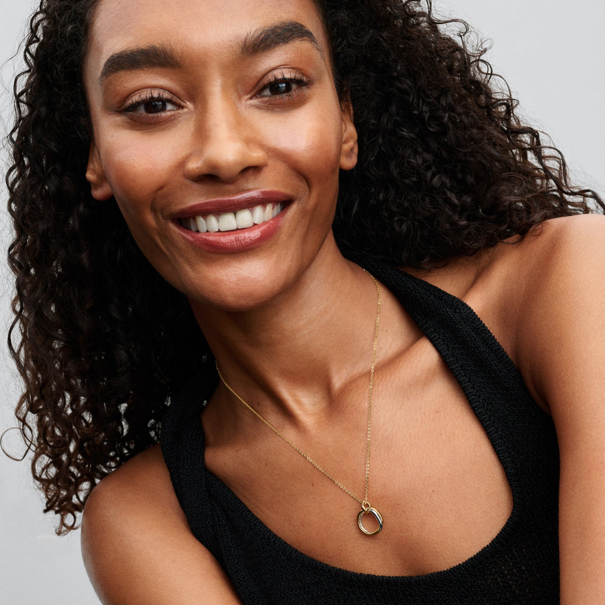 Pendant Necklace – 14k Gold-Plated – Organically Shaped Two-Tone