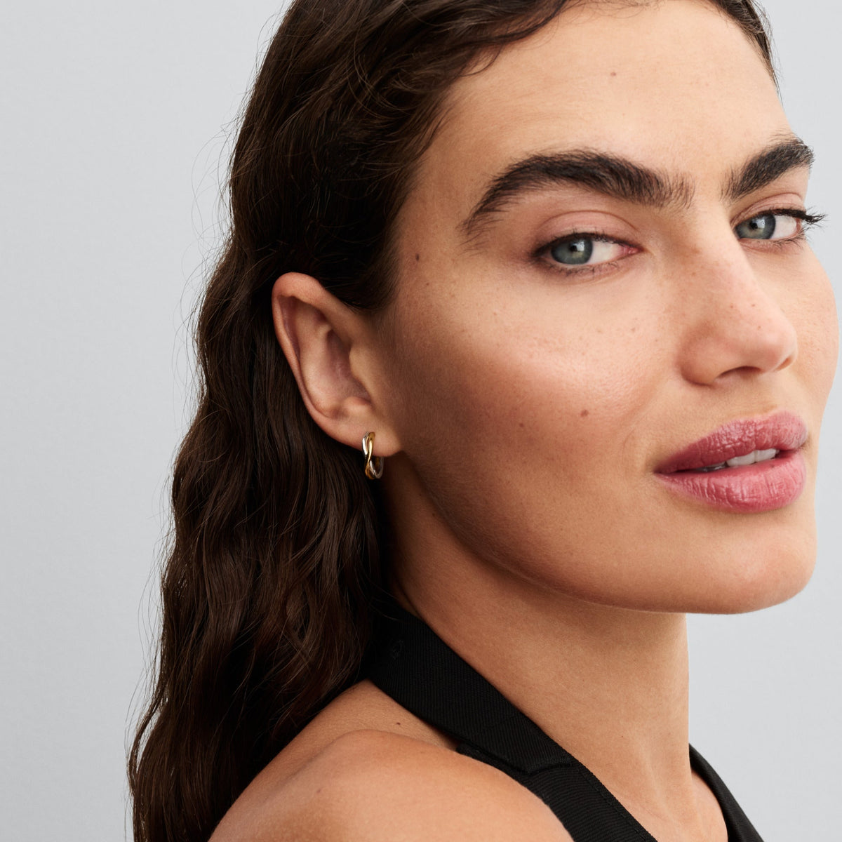 Hoop Earrings – 14k Gold-Plated – Organically Shaped Two-tone Open