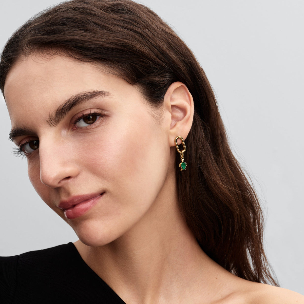 Dangle Charm – 14k Gold-Plated – Green Turtle Mini