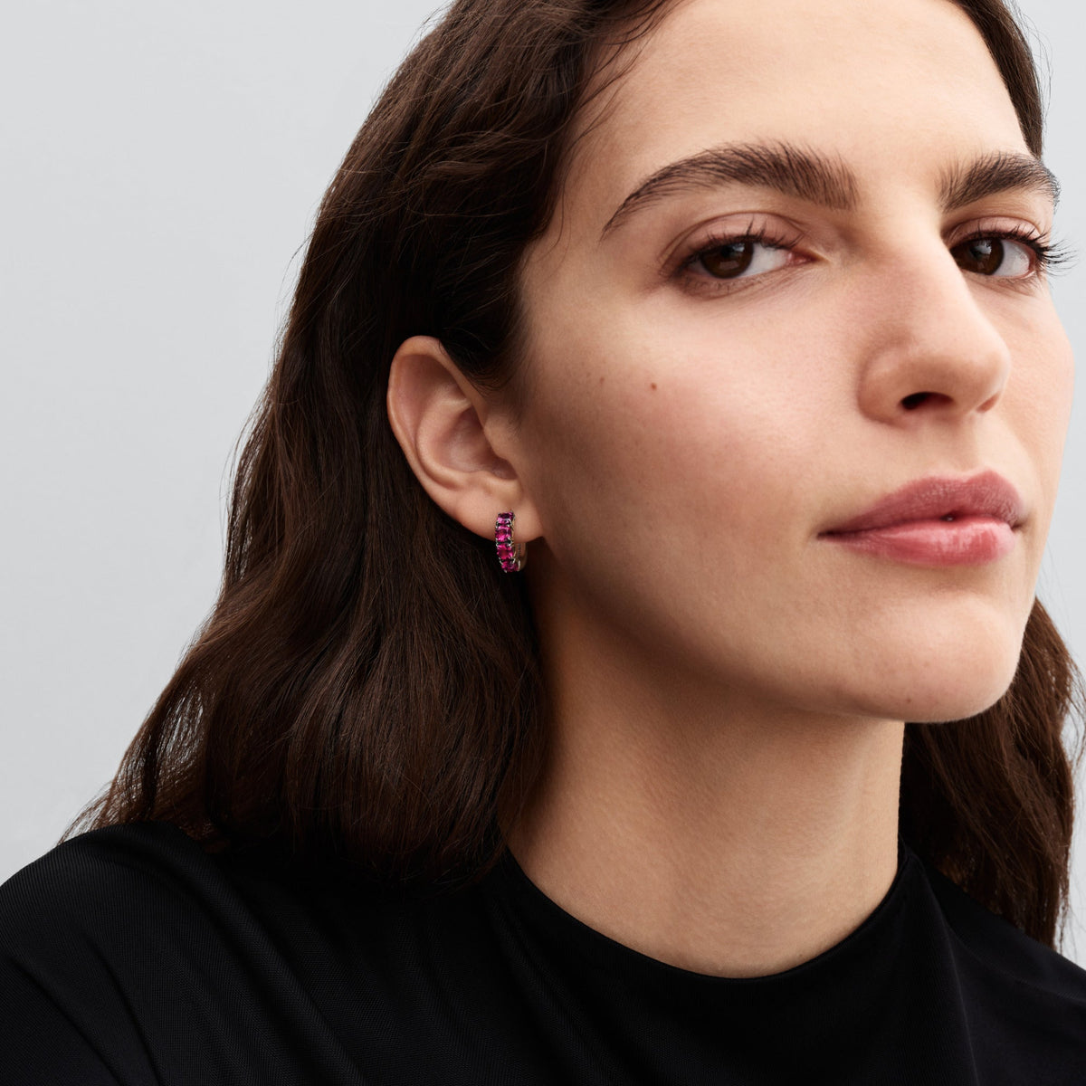 Hoop Earrings – Sterling Silver – Pink