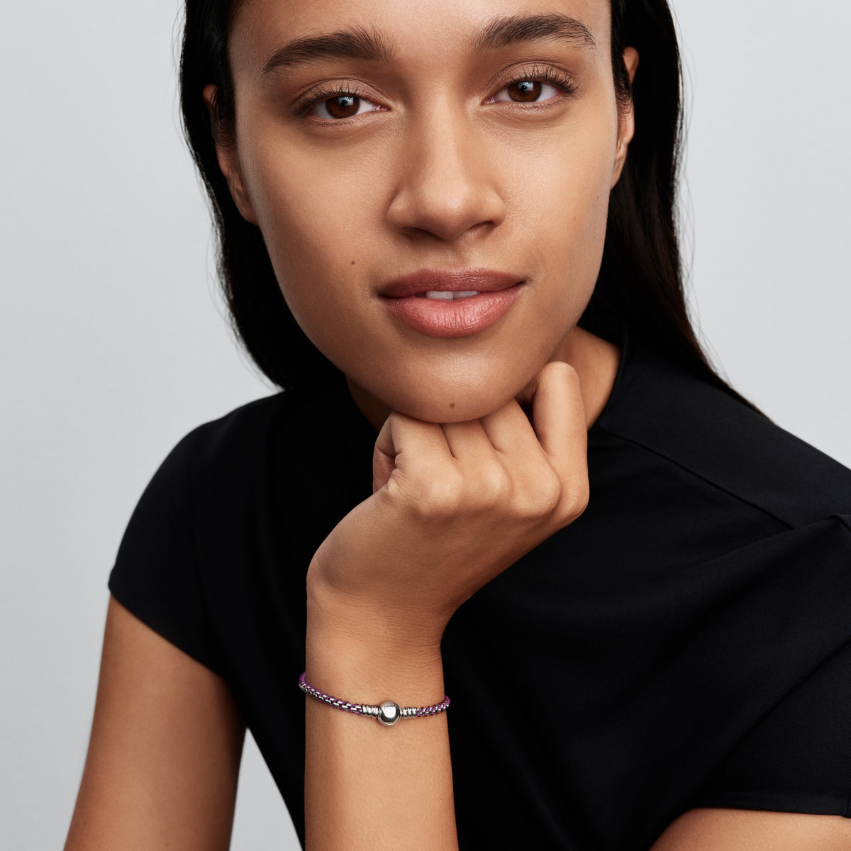 Chain Bracelet – Sterling Silver – Purple Cord Box