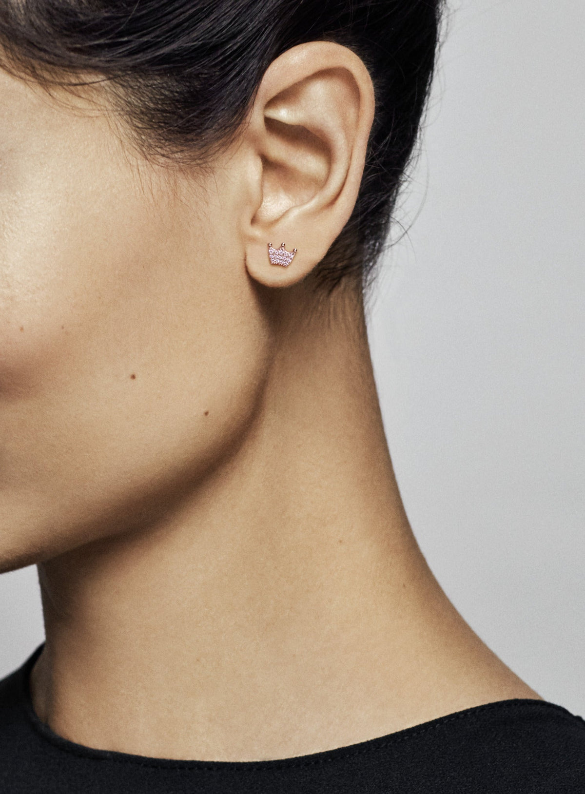 Stud Earrings – 14k Rose Gold-Plated – Pink Crown