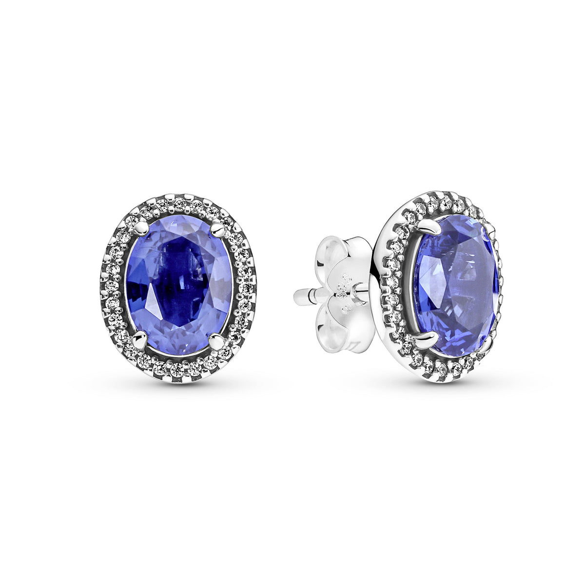 Stud Earrings – Sterling Silver – Sparkling Statement Halo
