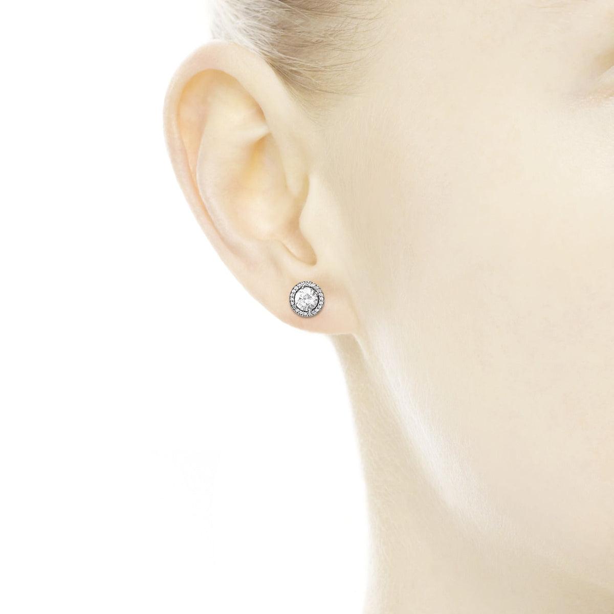 Stud Earrings – Sterling Silver – Round Sparkle