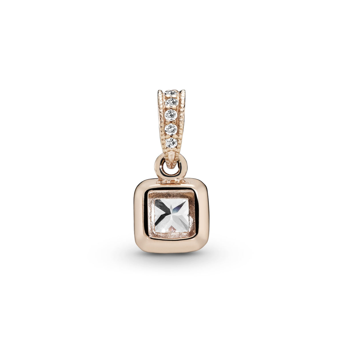 Pendant – 14k Rose Gold-Plated – Square Sparkle Halo
