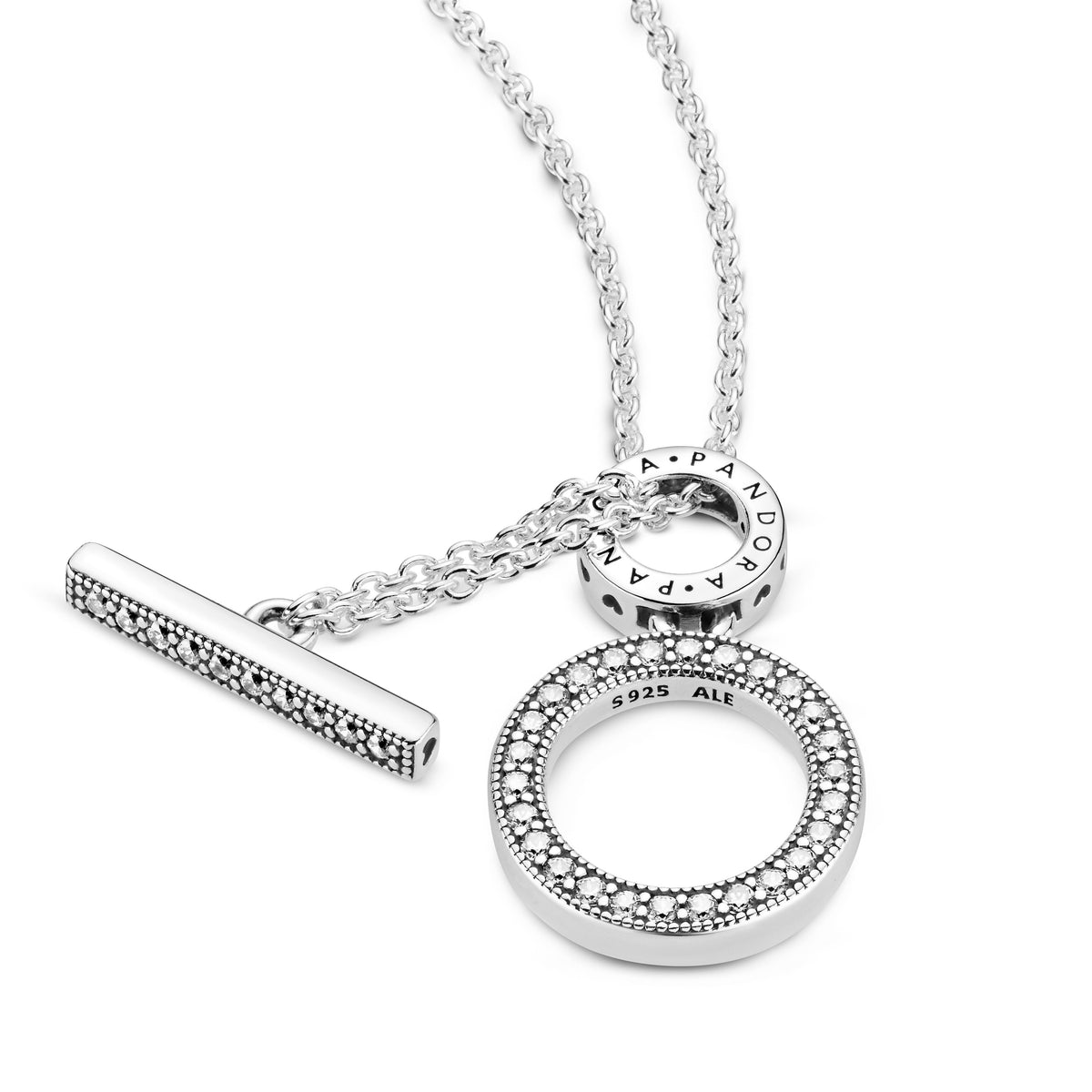 Necklace – Sterling Silver – Double Hoop T-bar
