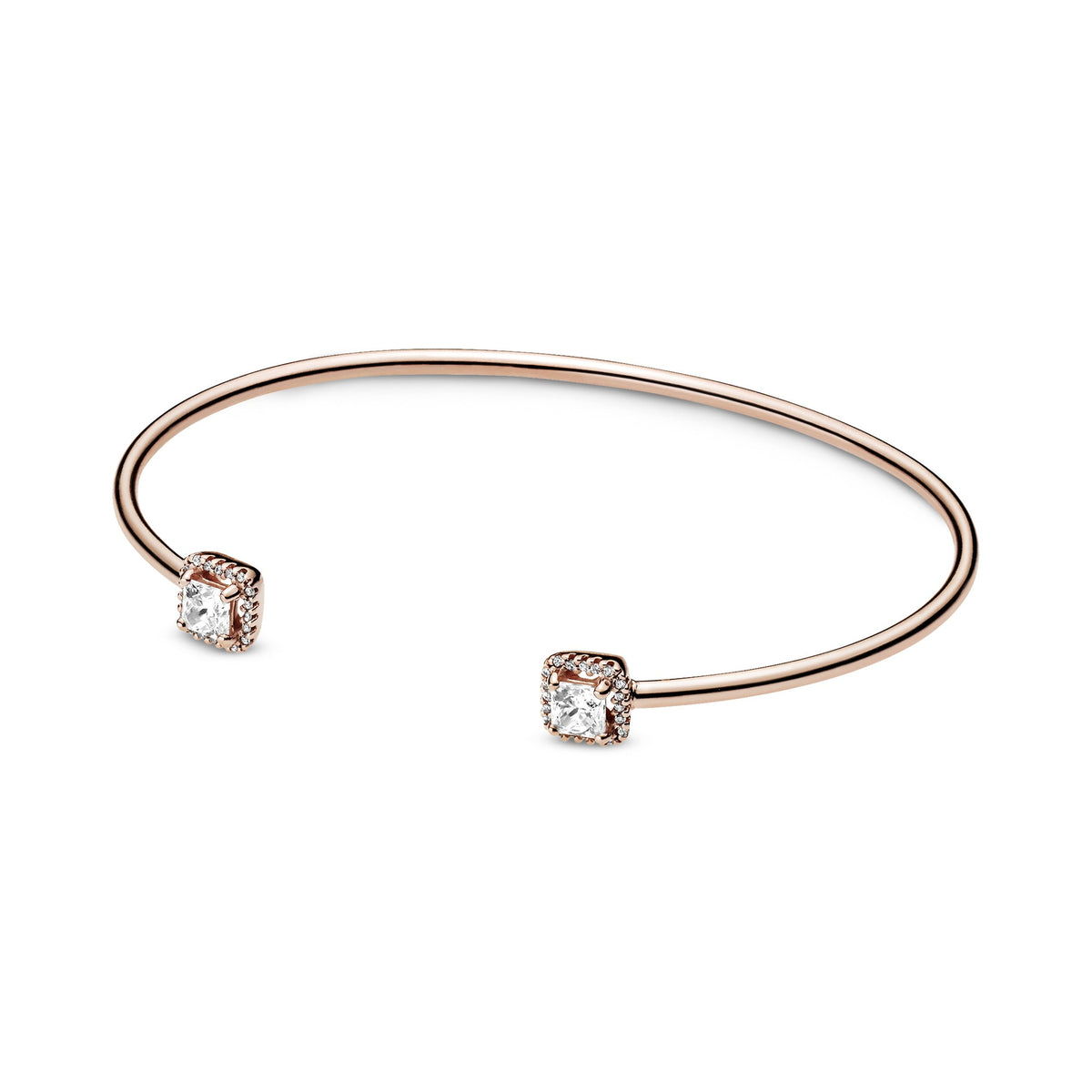 Bangle – 14k Rose Gold-Plated – Square Sparkle Open