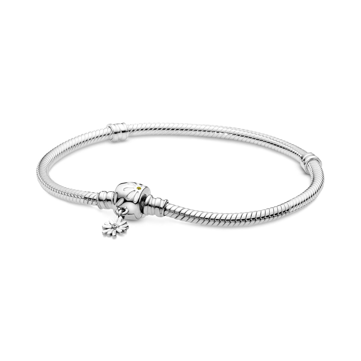 Chain Bracelet – Sterling Silver – Pandora Moments Daisy Flower Clasp Snake